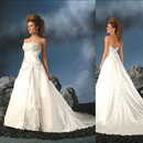 A-Line Bridal Dress Satin White Ivory Strapless Formal Floor-Length Wedding Dresses