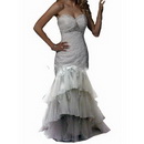 Free Shipping Organza and Tulle with Lace Mermaid Wedding Dresses Strapless Wedding Gown