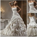 Taffeta Luxury Strapless Bridal Wedding Gown Draped A-Line Wedding Dresses