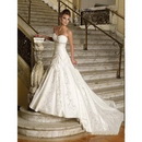 Sweep / Brush Train Lace Embroidery Off-the-shoulder Strapless Wedding Dresses