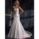 Floor-length Sleeveless Dropped Bateau Elastic Silk-like Satin Chic Luxury Wedding Dresses