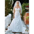 NEW Taffeta Side-Drape Gown With Beaded Lace White Wedding Dress