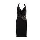 Silk Material Halterneck Stylish Unique Black Evening Dress