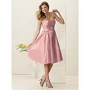 Satin Strapless Rouched Bodice in Short Tea Length Zipper Back Custom Made Bridesmaid Dress
