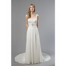 A-Line Straps Sleeveless Beading Sequins Sleeveless Zipper Up Dropped Empire Wedding Dresses