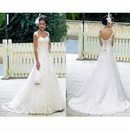 Embroidery & Lace Court Train White Plus Size Wedding Dresses