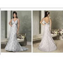 Customized Trumpet V-neck Lace Wedding Dress 2011