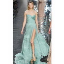Chiffon & Tulle Light Blue Floor-length Evening Dresses