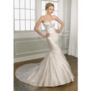 2011 Hot Sale Ivory Mermaid Satin Sweetheart Neck Ruched And Bead Court Train Wedding Dresses Bridal Gown AM-3