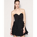 Beautiful Ruffle Unique Elegant Black Knee Length Prom Dress