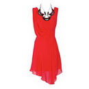 Beaded Necklace Unique Red Knee Length Evening Dress