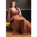 Long Sleeves Beaded Chiffon Formal Gowns Evening Dresses