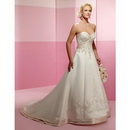 Chapel Train Strapless Embroidery Floor-Length Wedding Dresses