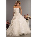White Appliqued & Organza Lace Up Plus Size Wedding Dresse