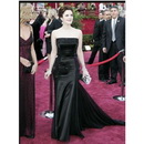 Black Strapless Court Train Design Taffeta Style Celebrity Dresses