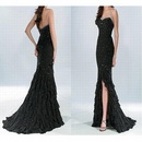 Strapless Count Train Neckline Bride Dress/evening Dress/wedding Dress#WD119 Sexy Black Mermaid