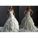Floor-length Draped Zipper Beading Pearls Elastic Silk-like Satin Luxury Wedding Dresses