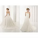Off-the-shoulder Gorgeous Floor-Length Organza Embroidered Sleeveless Column Wedding Dresses