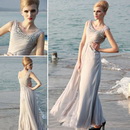Beach Strapless Floor-length Chiffon Beading Evening Dresses