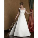 White Embroidered Long Trailing Classic & Timeless Wedding Dress