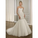 Gorgeous Satin Beade Chapel Train Taffeta Chiffon Column Wedding Dresses