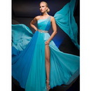 Chiffon Material One-Shoulder Celebrity Style Evening Dresses