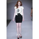Silk Printed Head Gored Style Cascading Ruffle Evening Dress