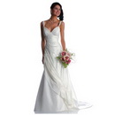 Floor-length Halter Straps V-neck Elegant & Luxurious Lace Draped Wedding Dresses