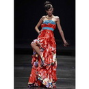 Asymmetrical Satin & Silk Red Sleevless Evening Dresses