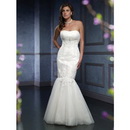 Tea-Length Strapless Sleeveless Satin Chiffon White or Ivory Empire Wedding Dresses