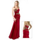 Sleeveless Design Dark Red Color Floor Length Beaded Celebrity Dress