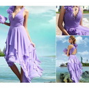 Elegant Design Unique Purple Color Asymmetrical Mini Wedding Dresses