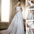 EU268 Strapless Satin Watteau Train Wedding Dress