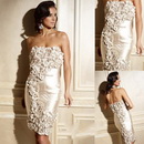 Knee-length Silver Sleeveless Halter Evening Dresses