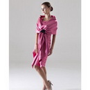 Sheath Square Knee-length Satin Zipper Fully lined Wedding Party Dress with A Wrap