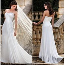 Fashion Wedding/Bridal Gowns Sheath Sweetheart Watteau Train Beaded Chiffon Wedding Dresses H31