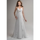 A-Line Split Fron Spaghetti V-neck Empire Wedding Dresses