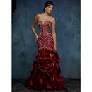 Mermaid Style Sleeveless Satin Beading Cascading Ruffle Prom Dress