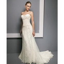 Strapless Floor Length Satin Organza Wedding Dresses / Gown