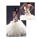 Flower Embroidery Backless Ball Gown Floor-Length Wedding Dresses