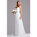 A-Line Beading Sequins Straps Sleeveless Halte Organza / Chiffon Empire Wedding Dresses