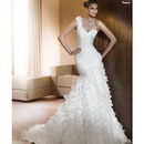 White One Shoulder Ruffles & Tulle Plus Size Wedding Dresses