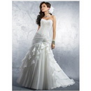 White / Ivory A-line Scalloped-Edge Backless Tiered Strapless Wedding Dresses