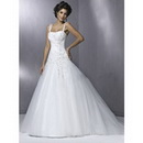 A-line Floor Length Lace-up Back Organza Princess Strapless Wedding Dresses