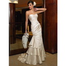 Satin Perla A-line Tiered Sheath Column Bridal Gowns Cascading Ruffle Wedding Dresses