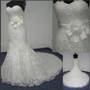 2011 New Design Free Shipping High Quality Elgent Strapless Lace Mermaid Wedding Dress JJ2372