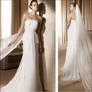 EU374 Designer Chiffon Strapless Watteau Train Wedding Dress