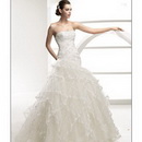 Free Shipping Elegant Ball Gown Sweetheart Cascading Ruffle Embroidery Chiffon Wedding Dress WD76