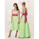 Satin Square Neckline Shoulder Straps Tea Length or Foor Length Sashes / Ribbons Wedding Dresses