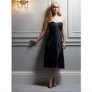 Off-the-shoulder Draped Taffeta Tea-length Wedding Dresses